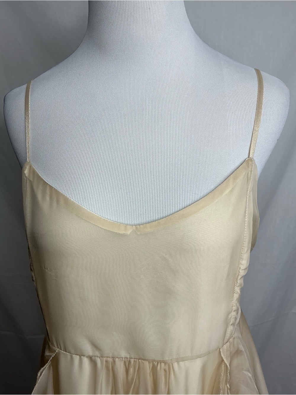 2177 - Elegant Cream Chiffon Spaghetti Strap Dress - Picture 5 of 12